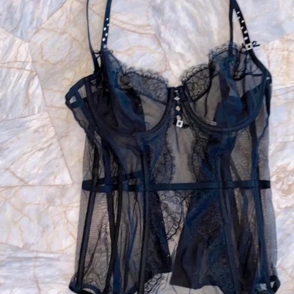 Victoria's Secret Corset Garter Slip Lace 34D Black - Picture 5 of 12